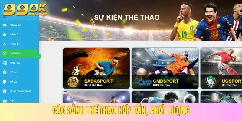 Các sảnh thể thao hấp dẫn, chất lượng
